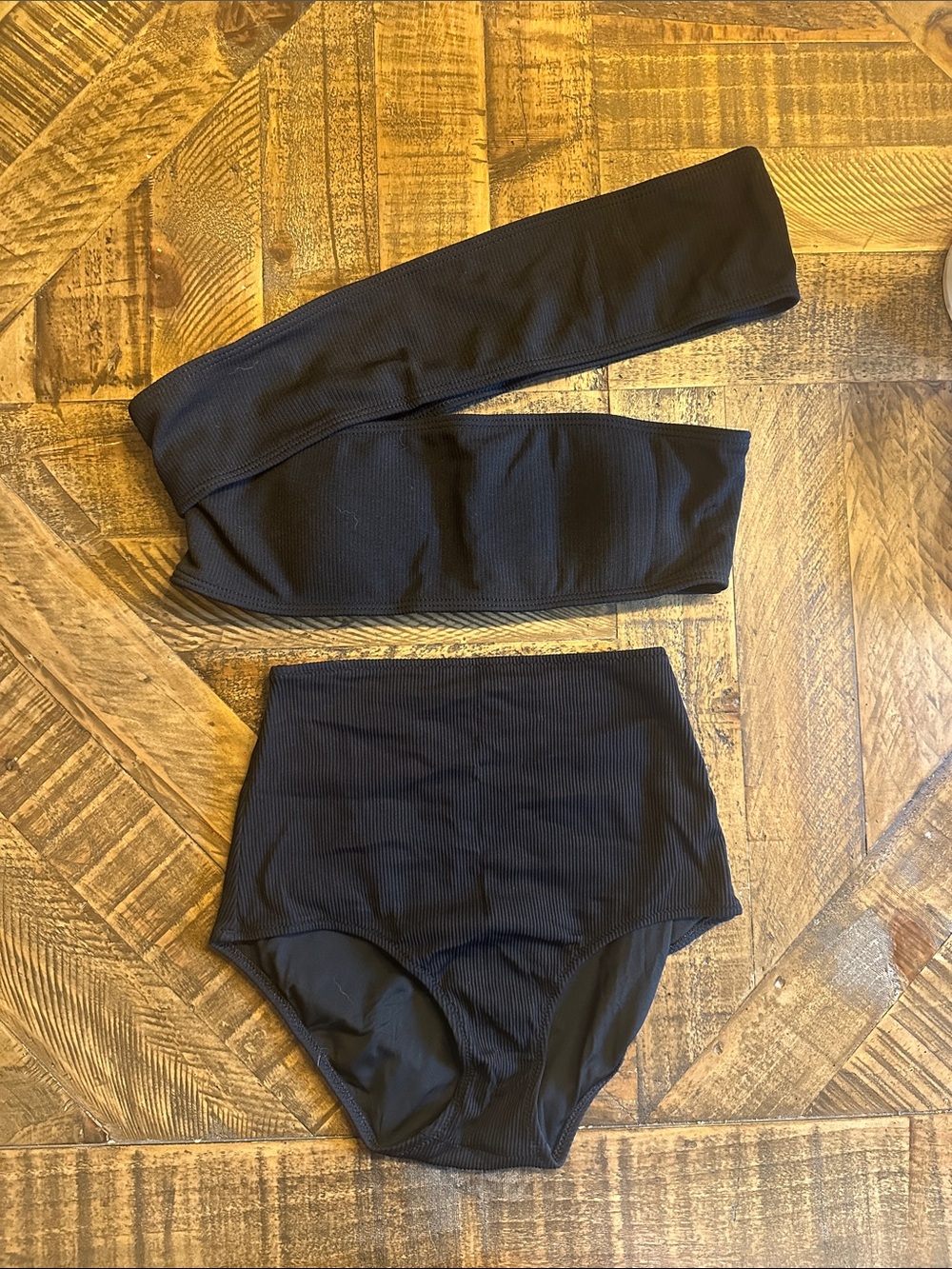 Black High-Waist Bottoms - Two-Piece Swim Set
